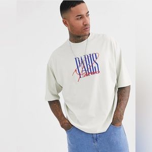 ASOS DESIGN oversized t-shirt in off white with Paris city print